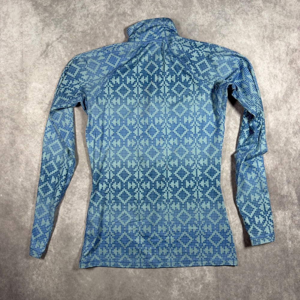 Nike Pro Hyperwarm Womens M Blue Geometric Half Zip Long Sleeve Top Athletic Gym - Picture 2 of 6
